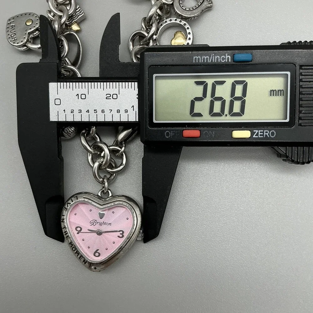 Brighton Womens Watch 27mm Pink Heart Dial Charm Bracelet New Battery 8